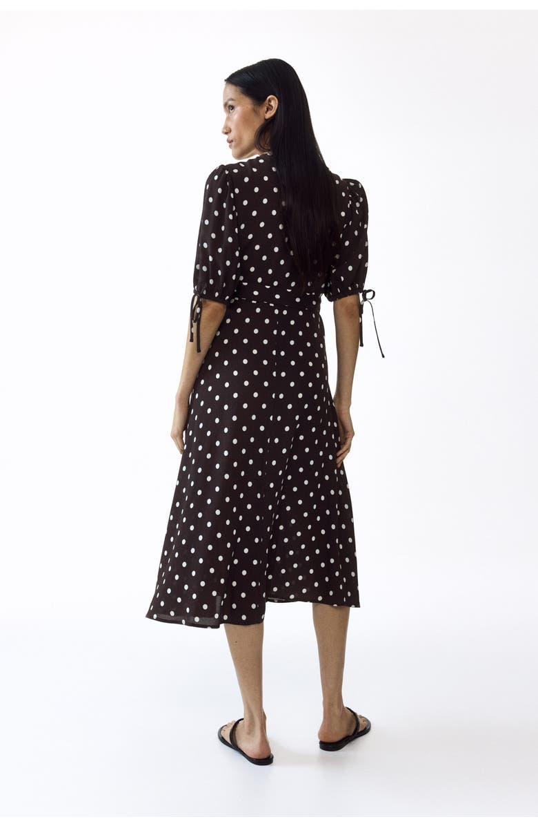 H&M Mama Puff-sleeved Wrap Dress, Alternate, color, Dark Brown/Polka Dot