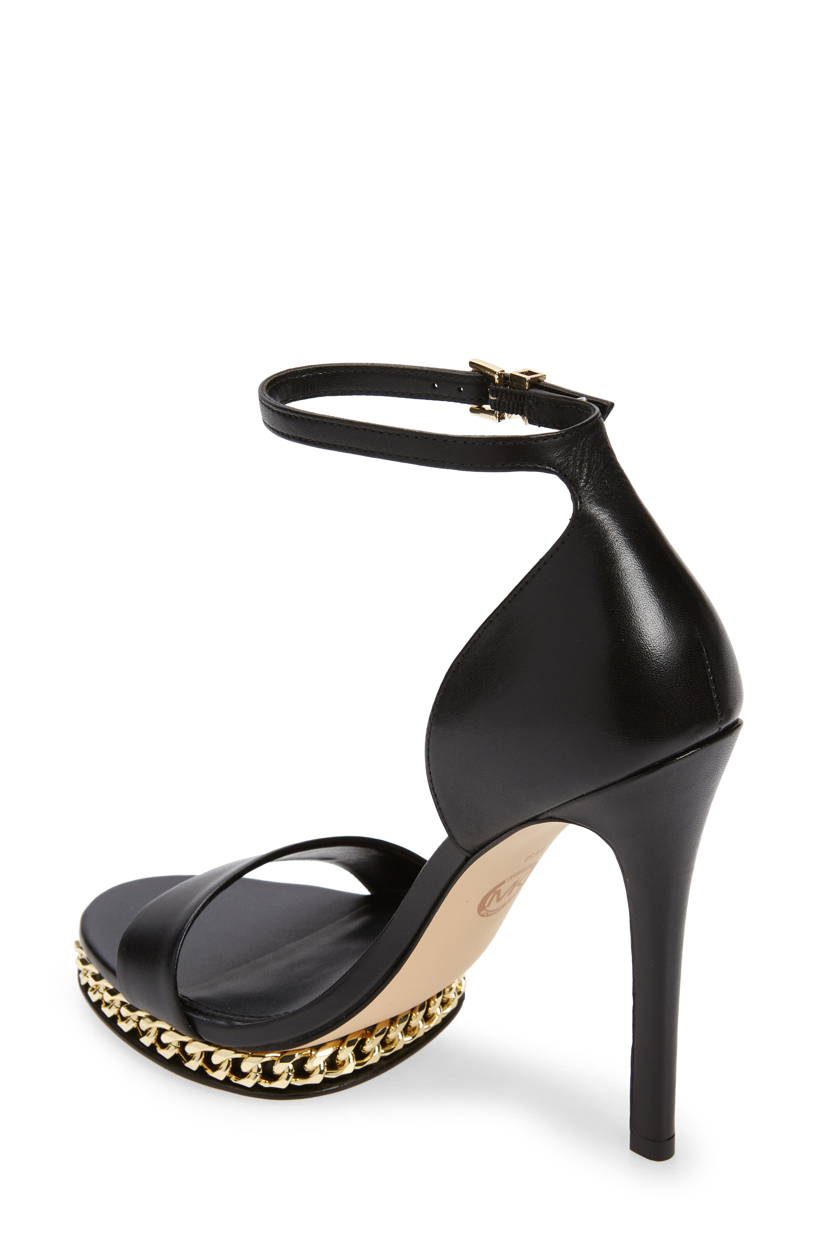 MICHAEL Michael Kors Jordyn Ankle Strap Chain Platform Sandal, Alternate, color, Black