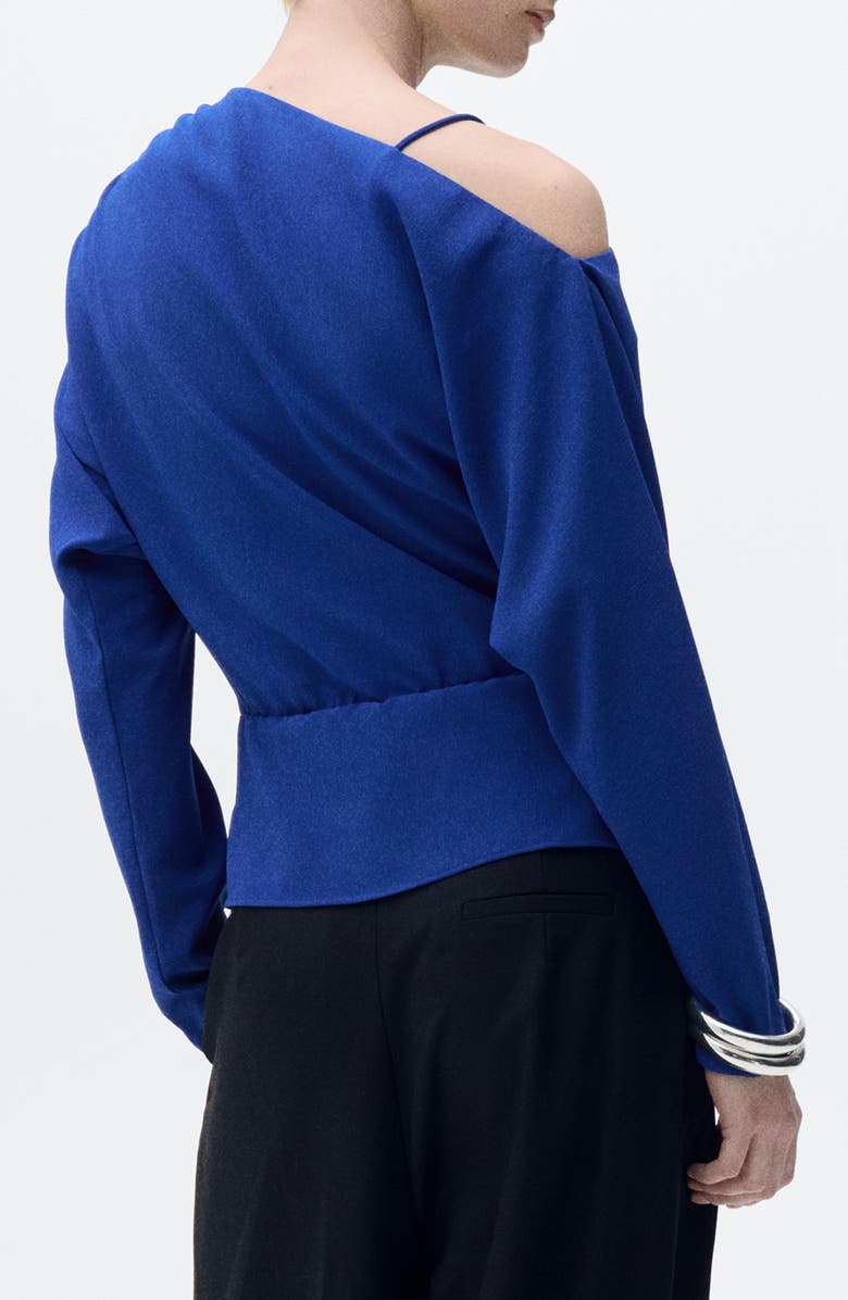 MANGO Asymmetric Long Sleeve Shirt, Alternate, color, Vibrant Blue