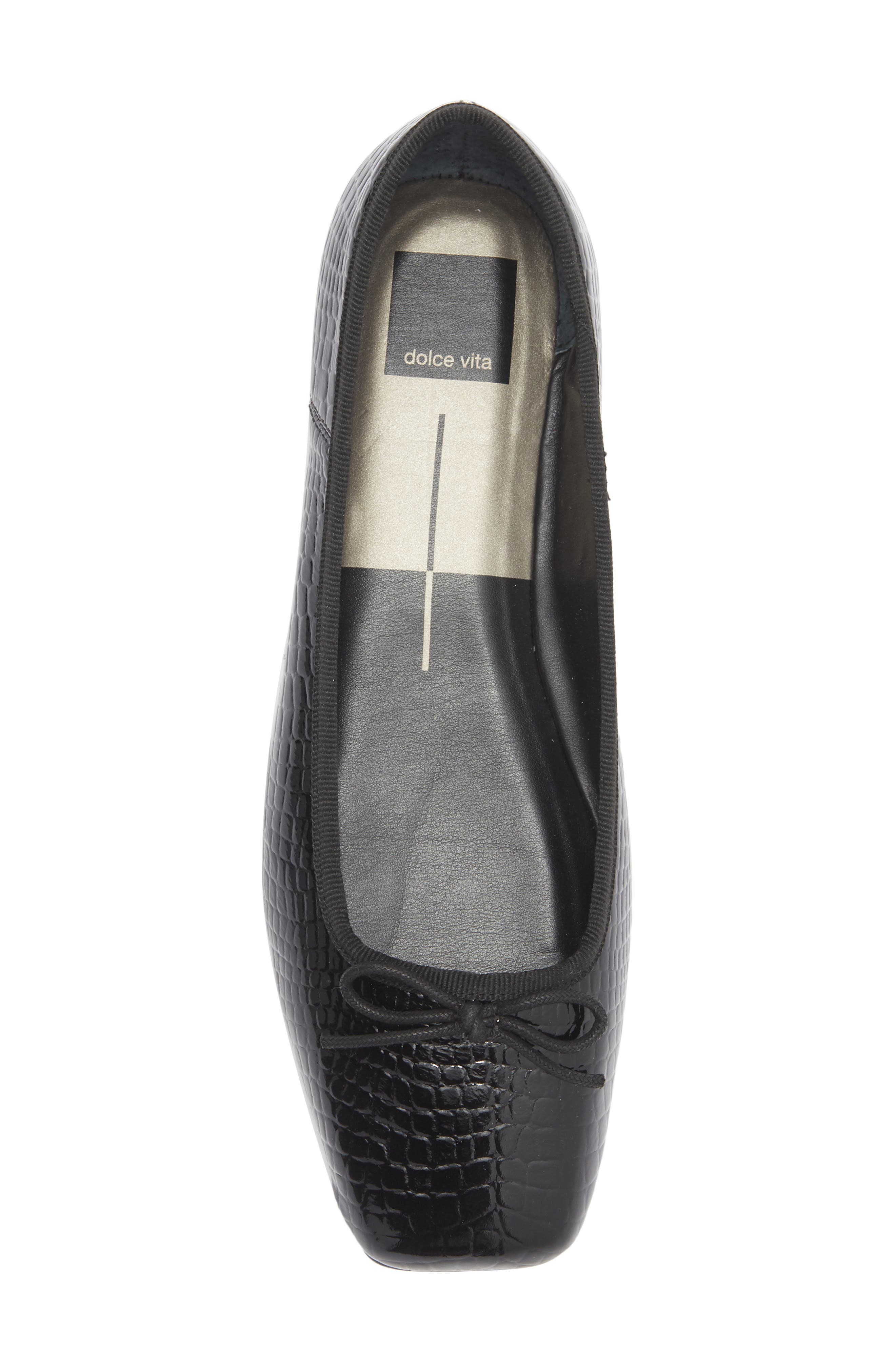 Dolce Vita Anisa Square Toe Flat, Alternate, color, Noir Embossed