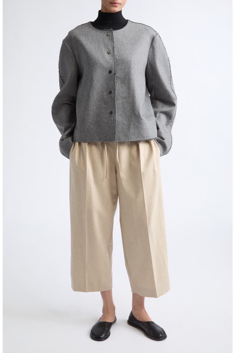 Crescent Stretch Wool & Cashmere Crop Jacket, Main, color, CHARCOAL GREY
