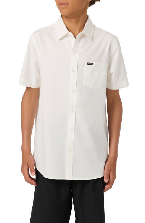 Kids' Solid Short Sleeve Stretch Twill Button-Up Shirt (Big Kid)