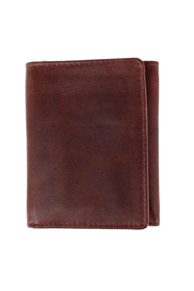 Tennyson Tri-Fold Genuine Leather Wallet with ID Window, Main, color, Brown