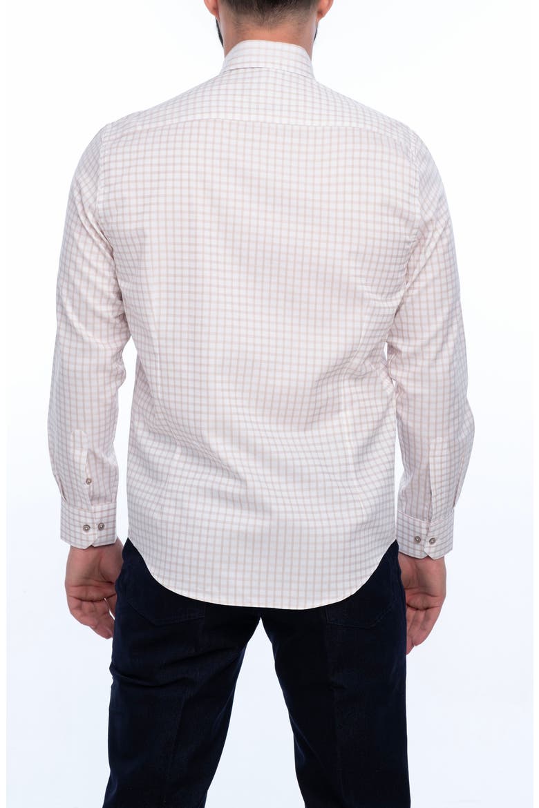 Grid Cotton Slim Fit Button Down Shirt, Alternate, color, WHITE