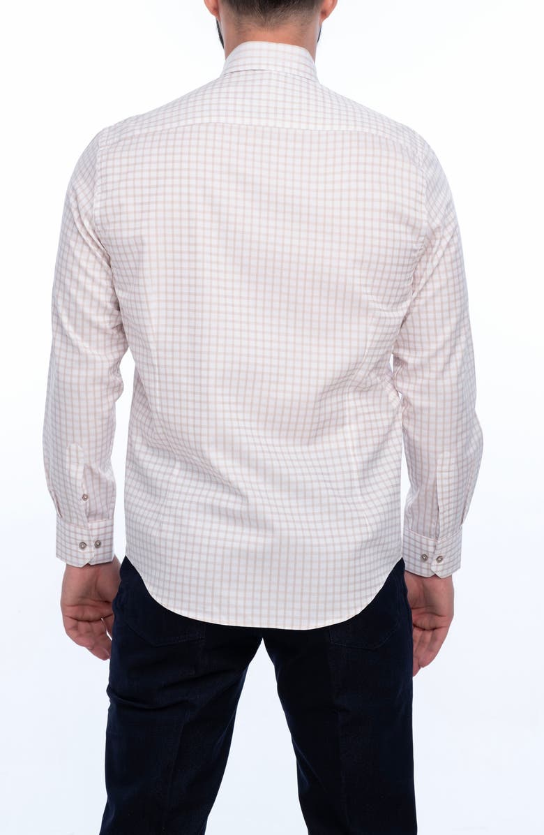 VELLAPAIS Grid Cotton Slim Fit Button Down Shirt, Alternate, color, White