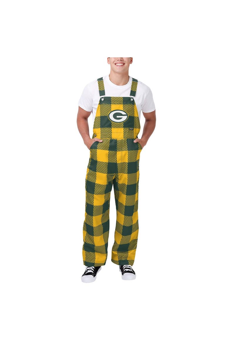 Men's FOCO  Green Green Bay Packers Big Logo Plaid Overalls, Main, color, Green