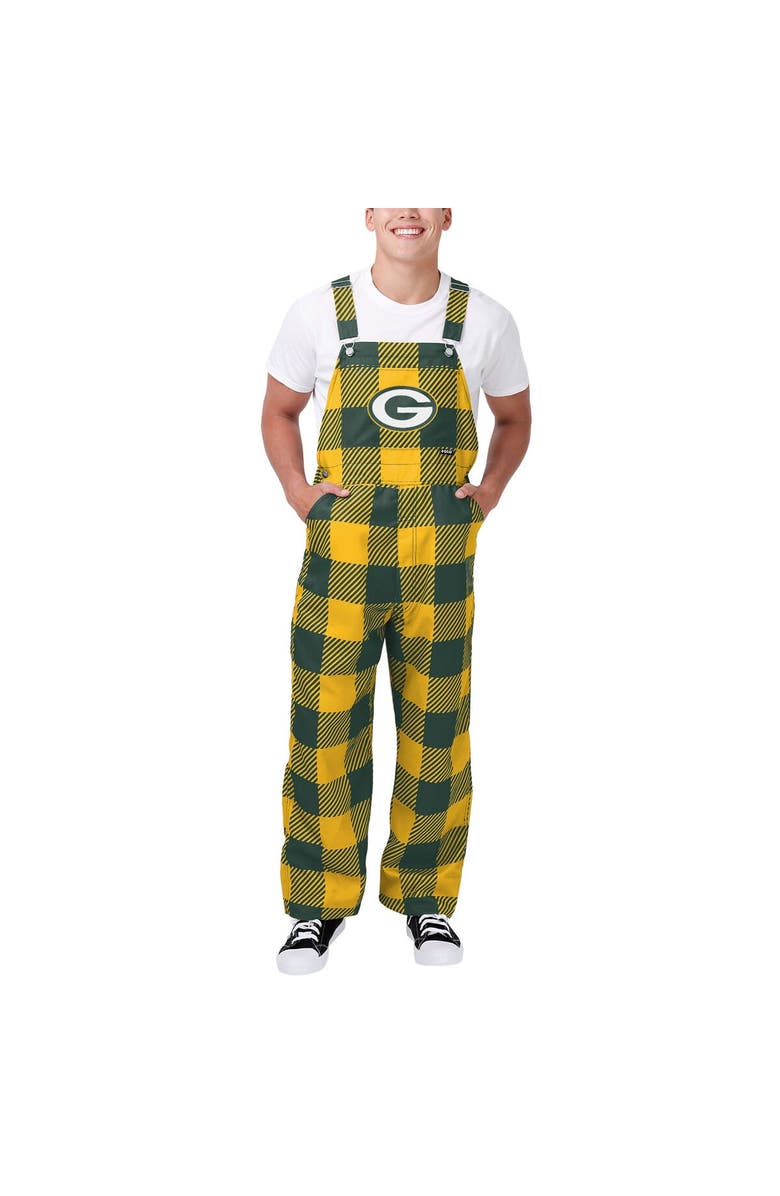 FOCO Men's FOCO Green Green Bay Packers Big Logo Plaid Overalls, Main, color,