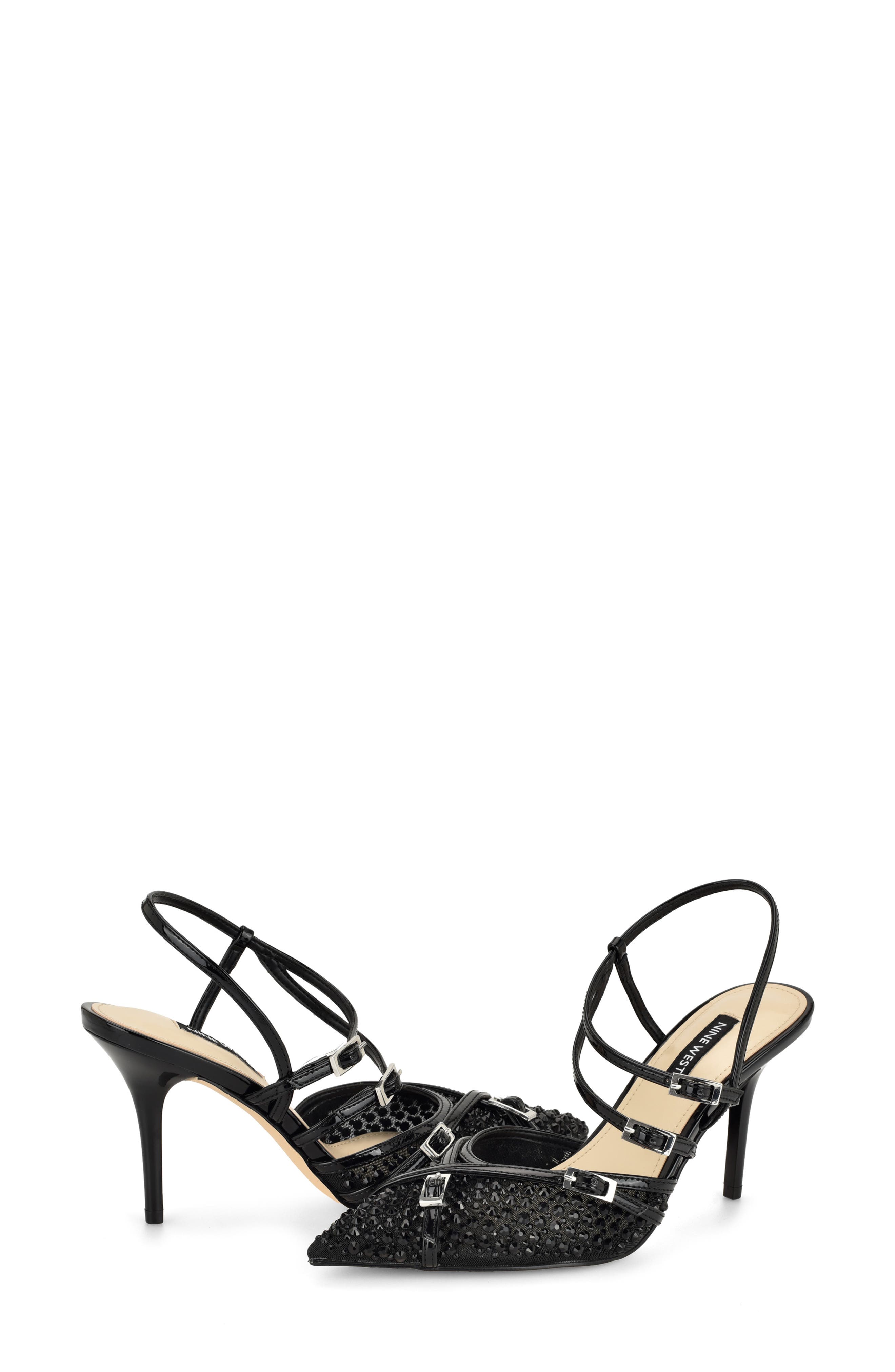 Pertee Crystal Embellished Ankle Strap Pump, Alternate, color, BLACK