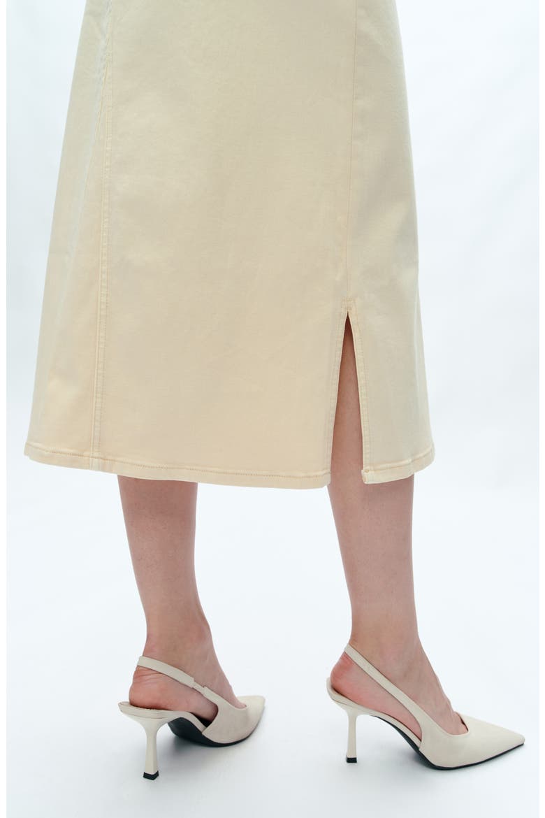 Lila Slit Hem Denim Midi Skirt, Alternate, color, BEIGE