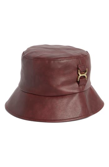 Bcbg Faux Leather Bucket Hat In Brown
