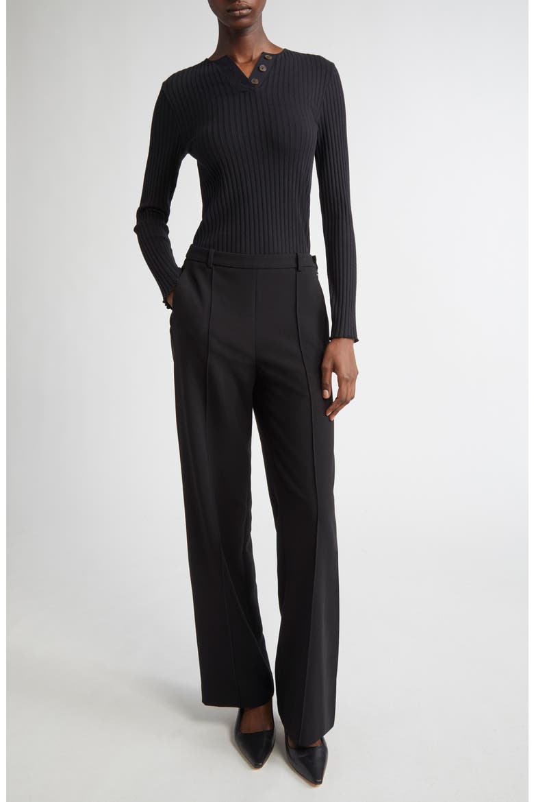 Long Sleeve Rib Henley, Alternate, color, BLACK