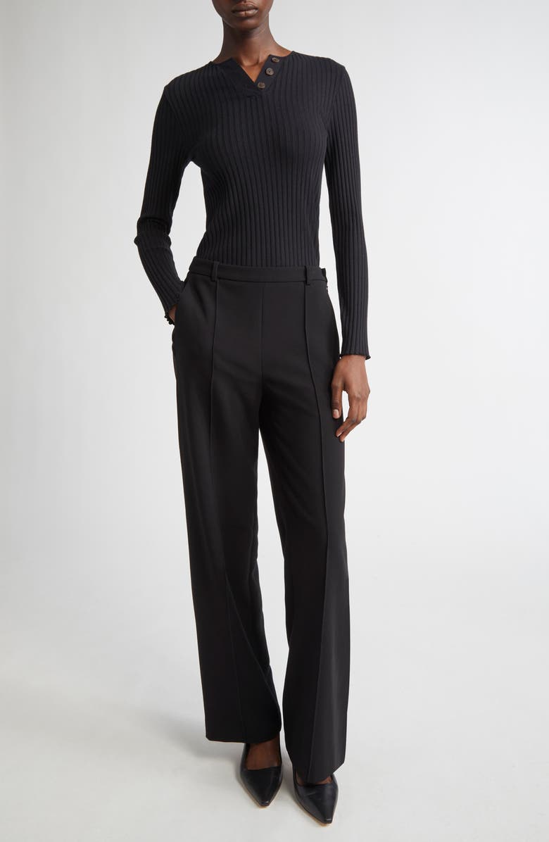 Vince Long Sleeve Rib Henley, Alternate, color, Black