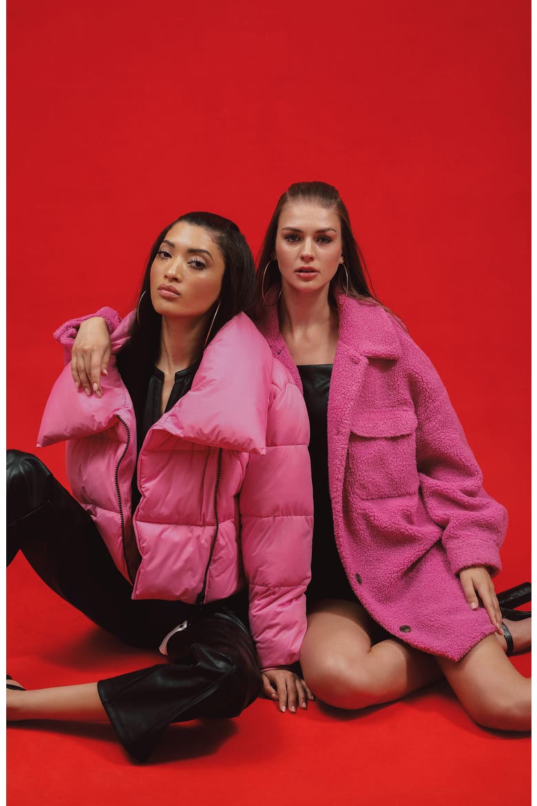 Crop Puffer Coat, Alternate, color, WINTER PINK
