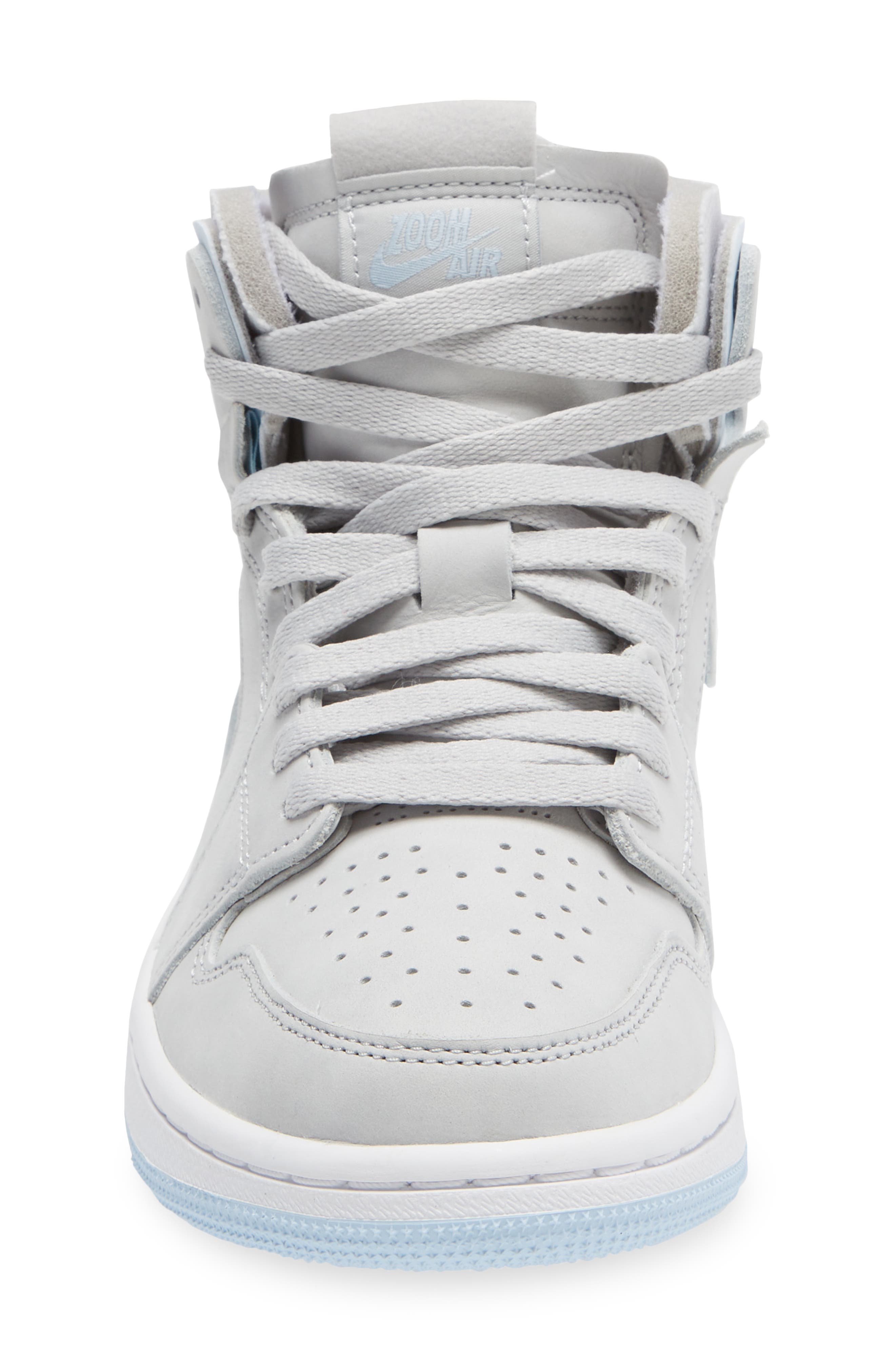 Air Jordan 1 Zoom Air Comfort High Top Sneaker, Alternate, color, GREY/ CELESTINE BLUE/ WHITE