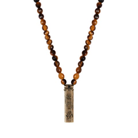 Fearless Spirit - 3 Symbol Tiger's Eye Onyx Necklace