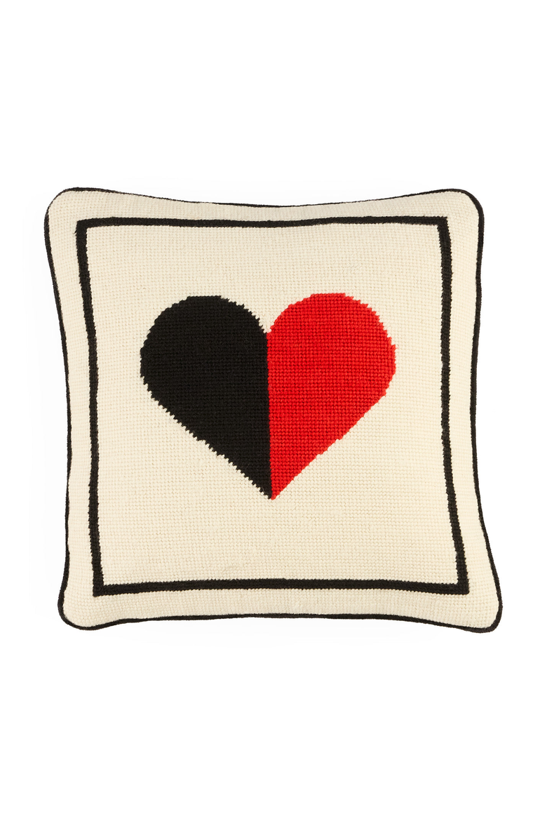 Hearts Needlepoint Pillow, Main, color, Ivory