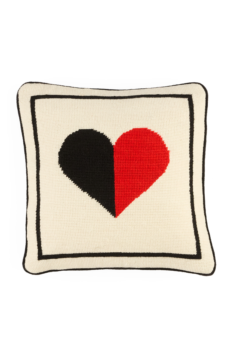 Jonathan Adler Hearts Needlepoint Pillow, Main, color, Ivory