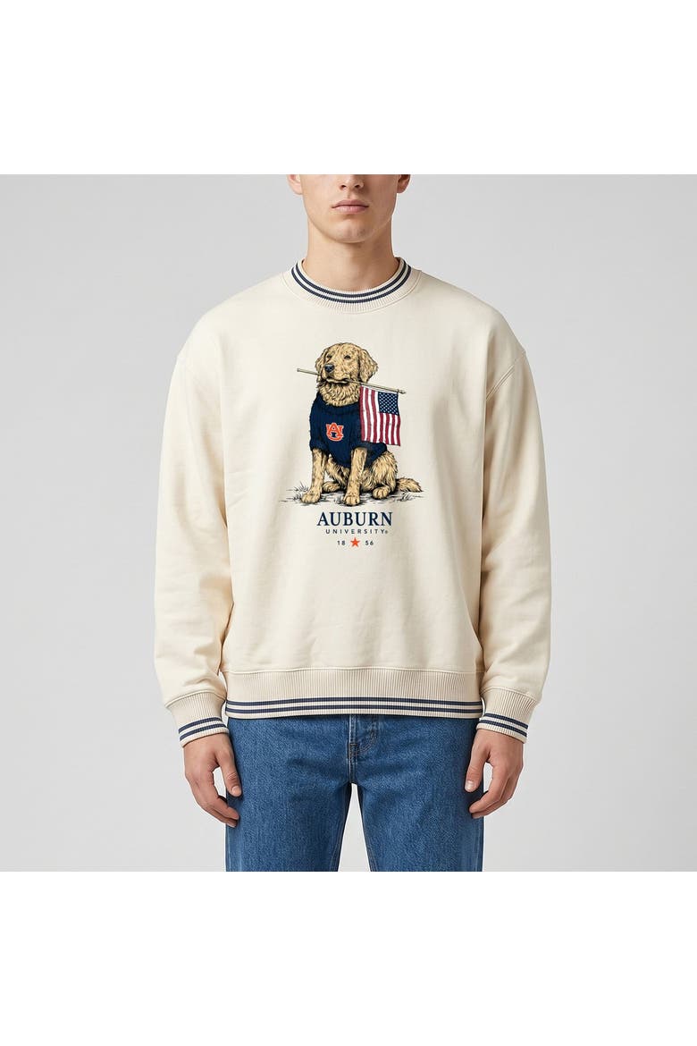 Unisex Uscape Apparel Cream Auburn Tigers Americana Good Boy Ribbed Premium Sweatshirt, Main, color, Cream