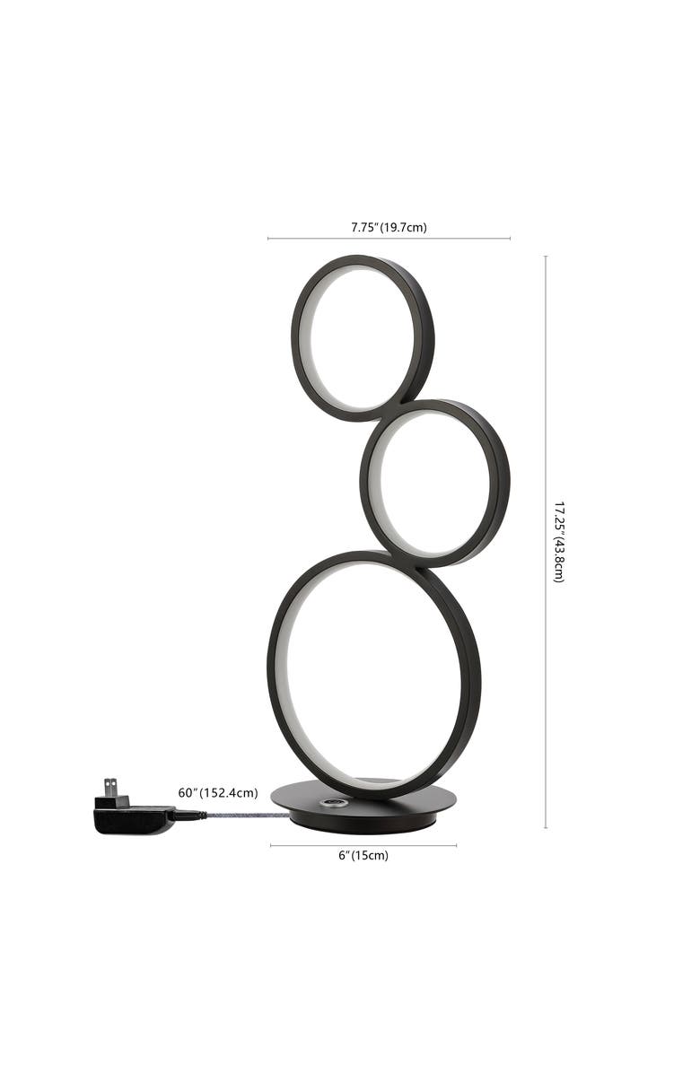 JONATHAN Y Juno 3-Light Bohemian Coastal Iron Integrated LED Table Lamp, Alternate, color, Black