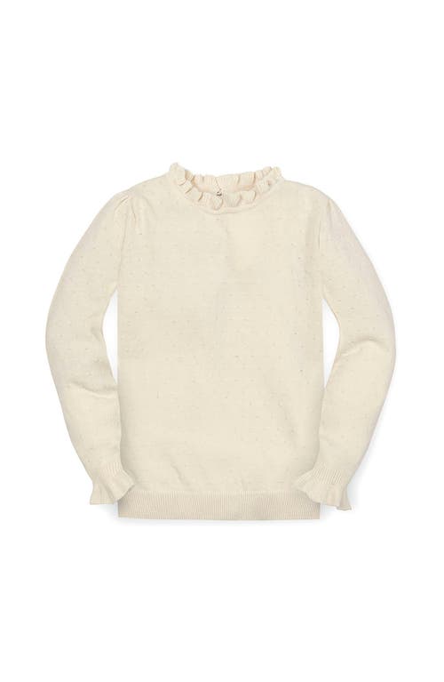 Hope & Henry Kids' Organic Long Sleeve Ruffle Edge Sweater In Neutral