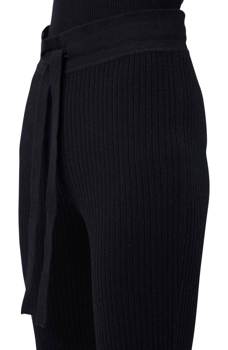 GOBI Mongolian Cashmere Drawstring Ribbed Cotton Silk Cashmere Blend Flares, Alternate, color, Black