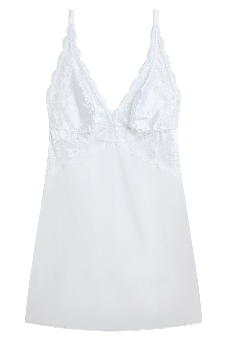 Modern Affair Lace Trim Chemise, Alternate, color, WHITE