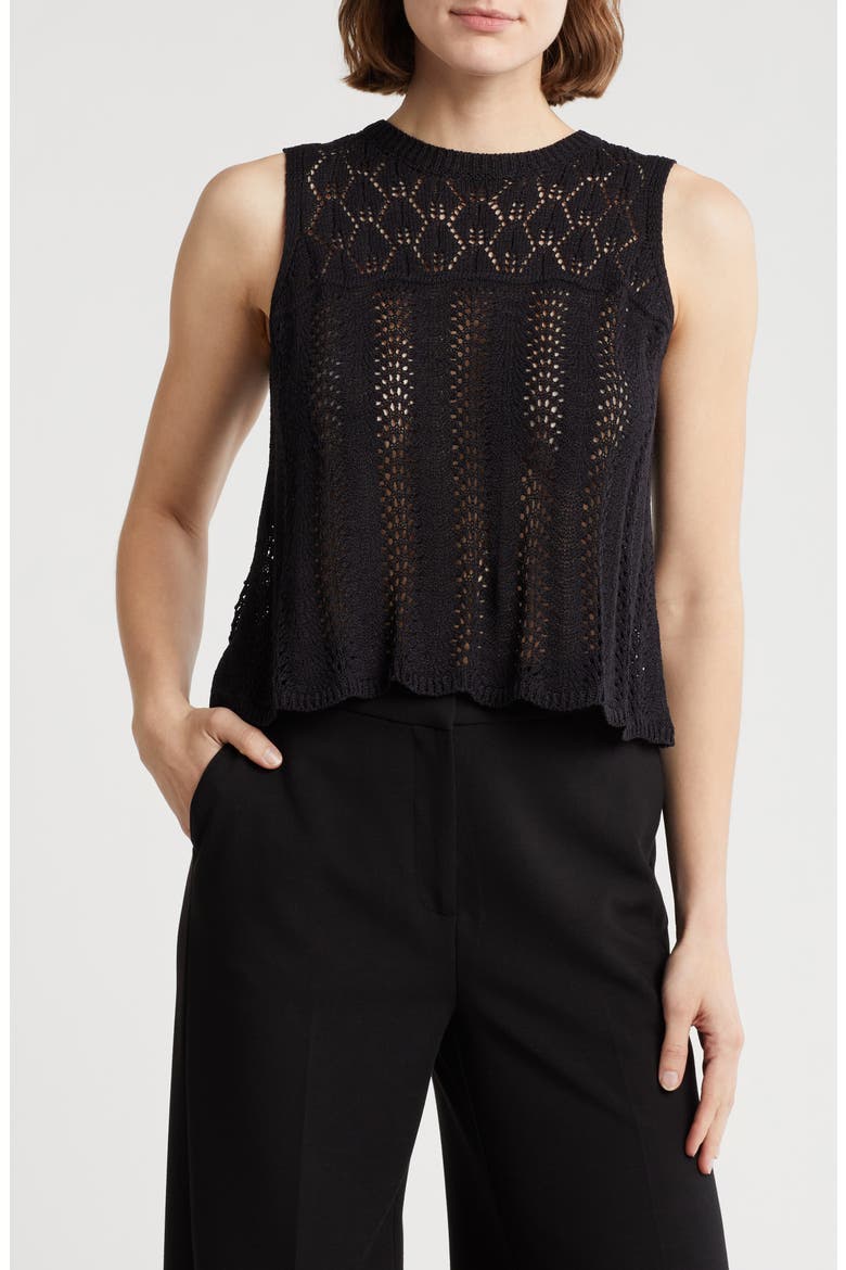 Sofia Pointelle Tank, Main, color, BLACK