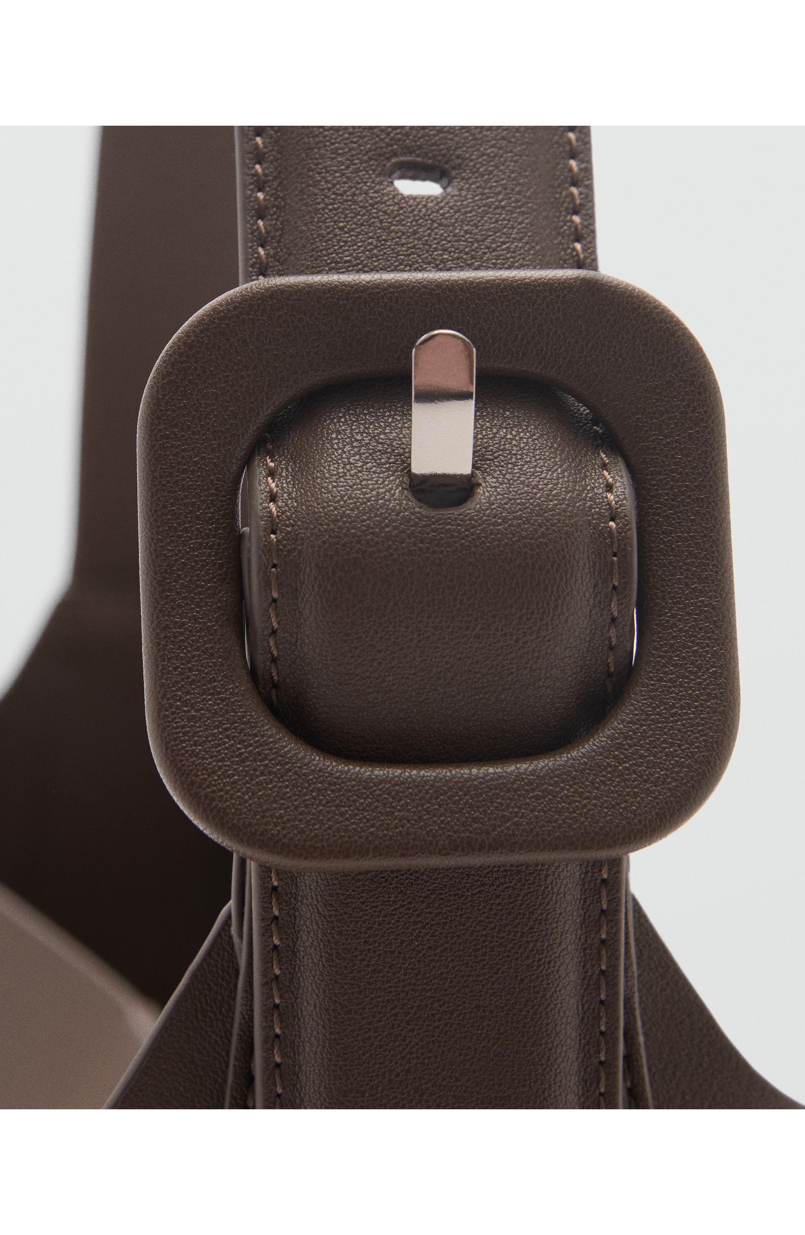 Buckled Faux Leather Shopper Bag, Alternate, color, CHOCOLATE