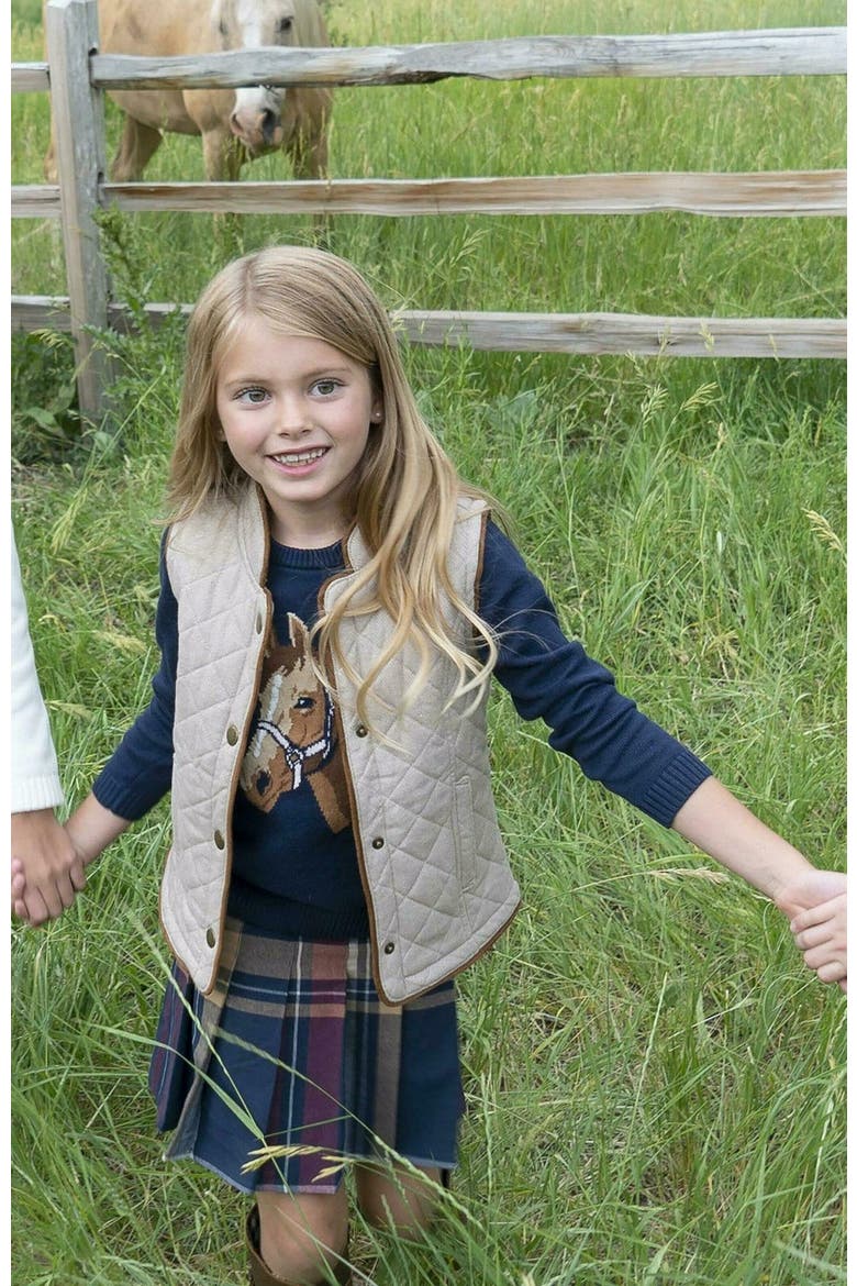 Baby Girls' Organic Horse Intarsia Sweater, Infant, Alternate, color, Navy