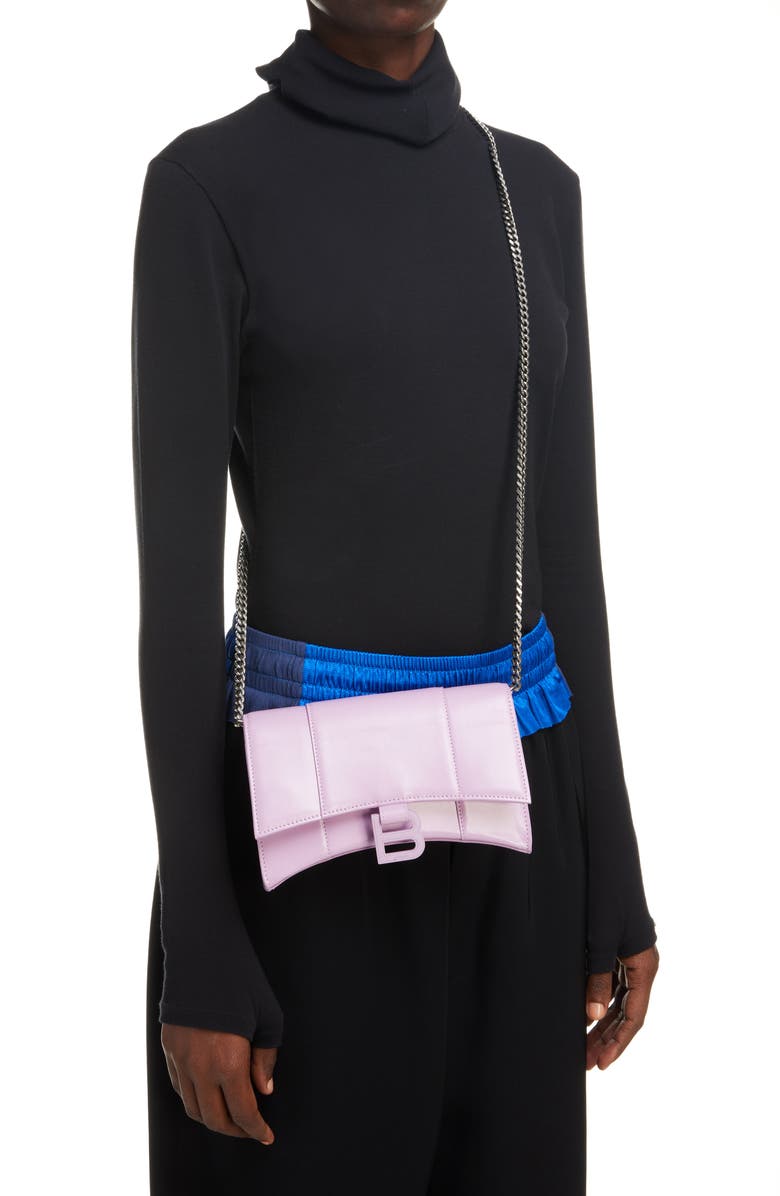 Balenciaga Hourglass Leather Wallet on a Chain, Alternate, color, 