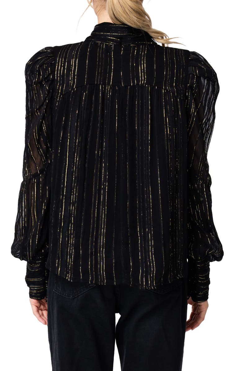 CIEBON Lynn Metallic Stripe Tie-Neck Top, Alternate, color, 