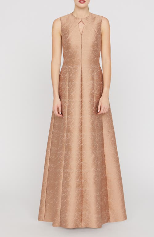 Kay Unger Gabriella Jacquard Gown In Neutral