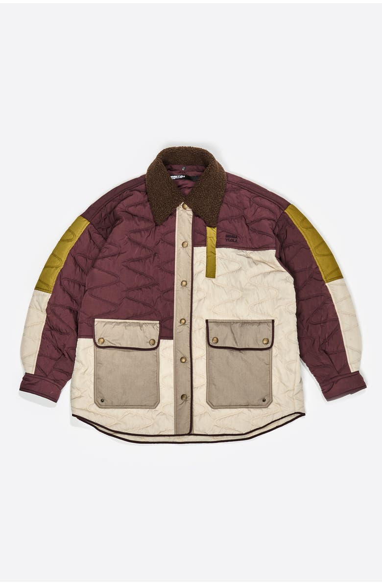 Bimba y Lola Multicolor Patchwork Padded Jacket, Alternate, color, Burgundy