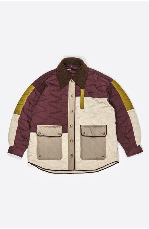 Bimba Y Lola Multicolor Patchwork Padded Jacket In Burgundy