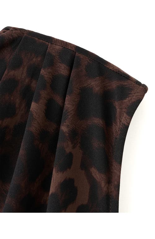 Mango Leopard Top With Asymmetrical Neckline In Brown