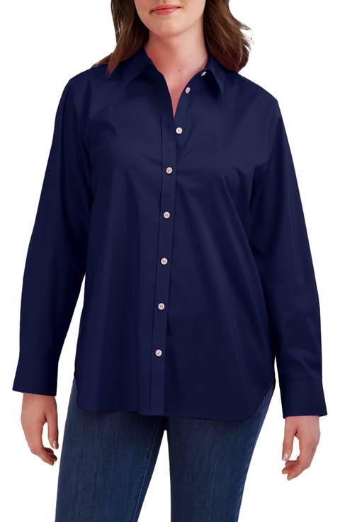Oversize Cotton Blend Button-Up Shirt