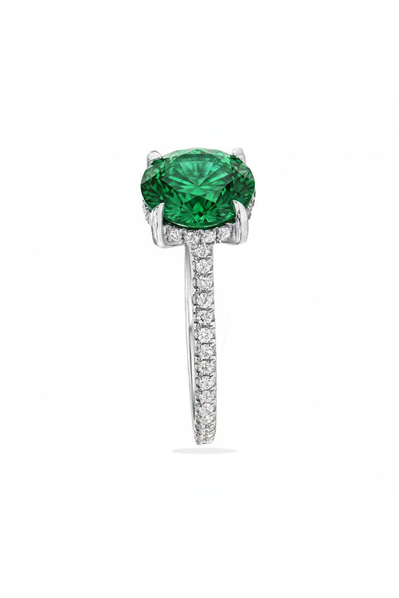 Round Lab Emerald & Diamond Solitaire Engagement Ring 14K, Alternate, color, 2.82ct/White Gold