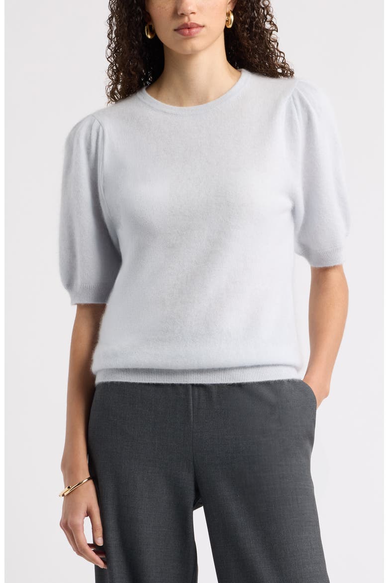 Femme Short Sleeve Brushed Cashmere Sweater, Main, color, BLUE XENON
