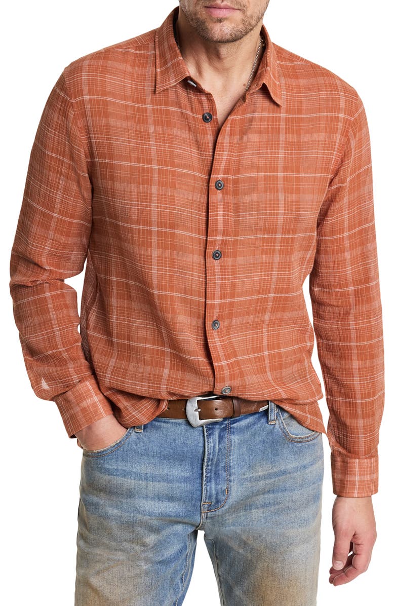 John Varvatos Plaid Button-Up Overshirt, Main, color,