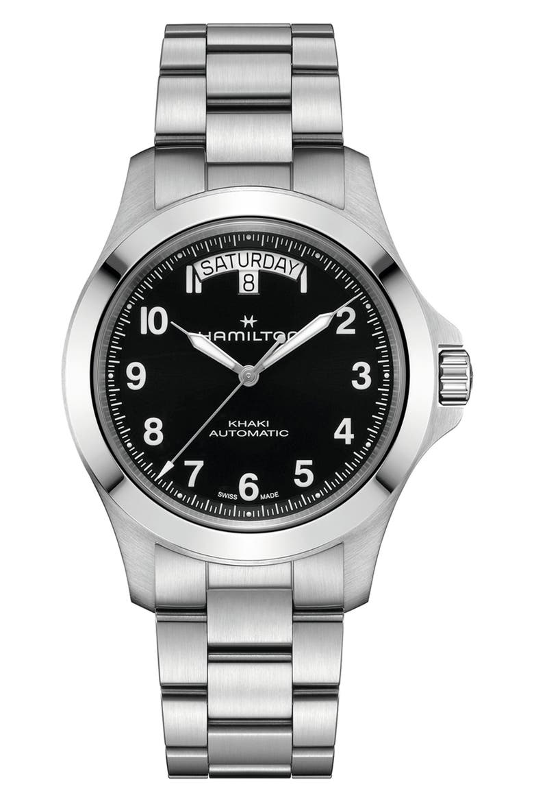 Khaki Field King Automatic Bracelet Watch, 40mm, Main, color, BLACK