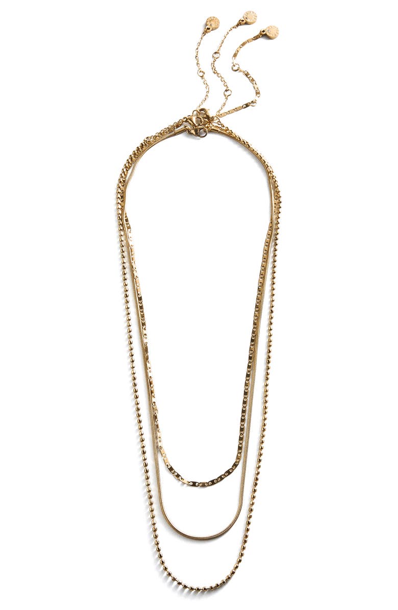 BaubleBar Anita Set of 3 Water Resistant Necklaces, Alternate, color, Gold