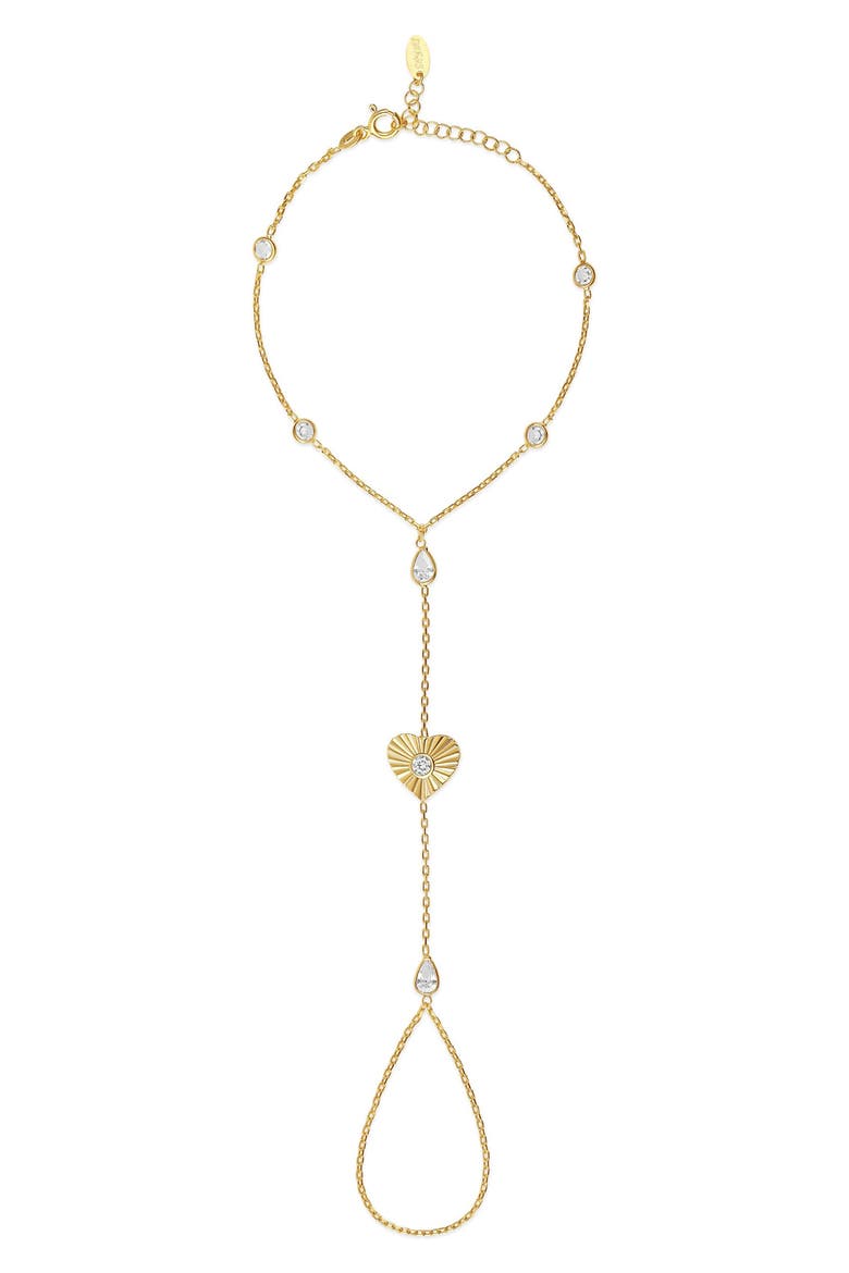 Fluted Heart Hand Chain, Main, color, GOLD