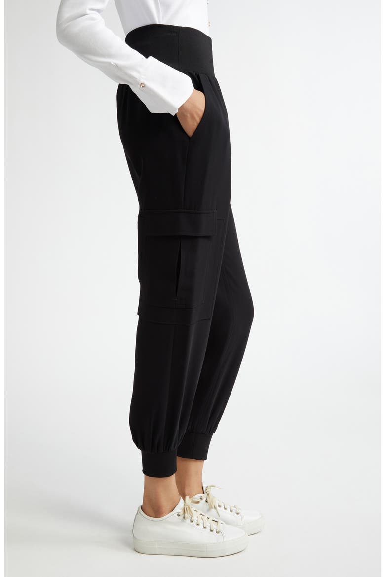 Giles Crepe Cargo Pants, Alternate, color, BLACK