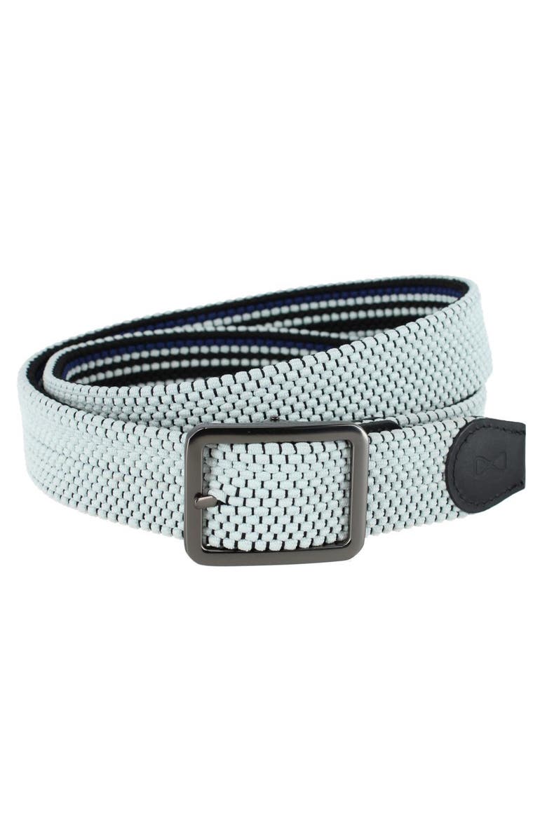Trafalgar Big and Tall Alejandro Black Stripes and White Reversible Braided Casual Golf Belt, Alternate, color, Black Stripes And White