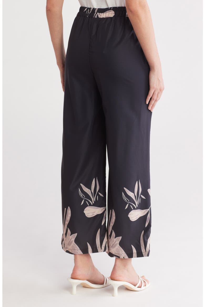 Floral Pull-On Pants, Alternate, color, BLACK