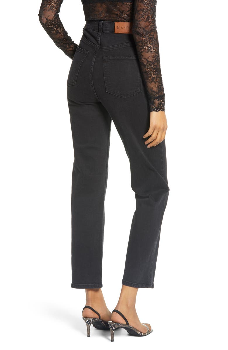 NA-KD High Waist Straight Leg Jeans, Alternate, color, 