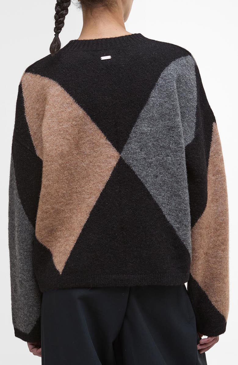 Barbour Sabrina Colorblock Wool Blend Crewneck Sweater, Alternate, color, Black Multi