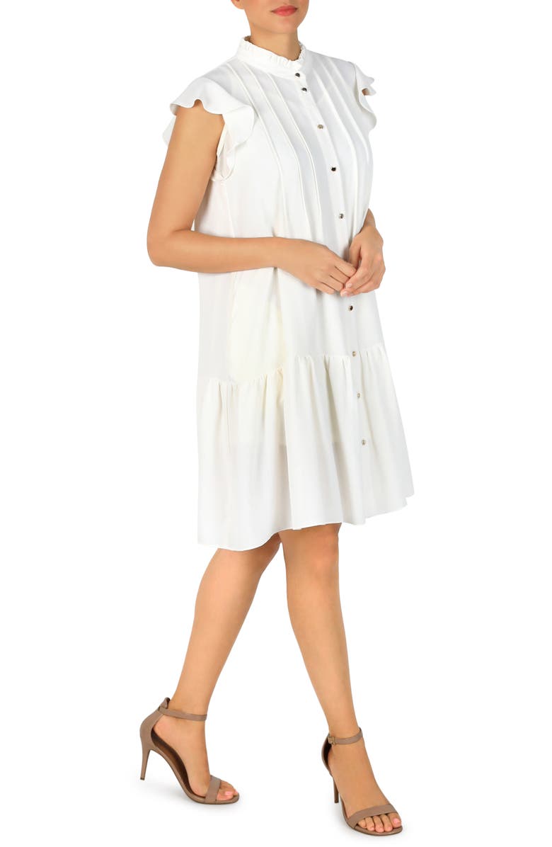 Julia Jordan Ruffle Pleated Shift Dress, Alternate, color, Cream