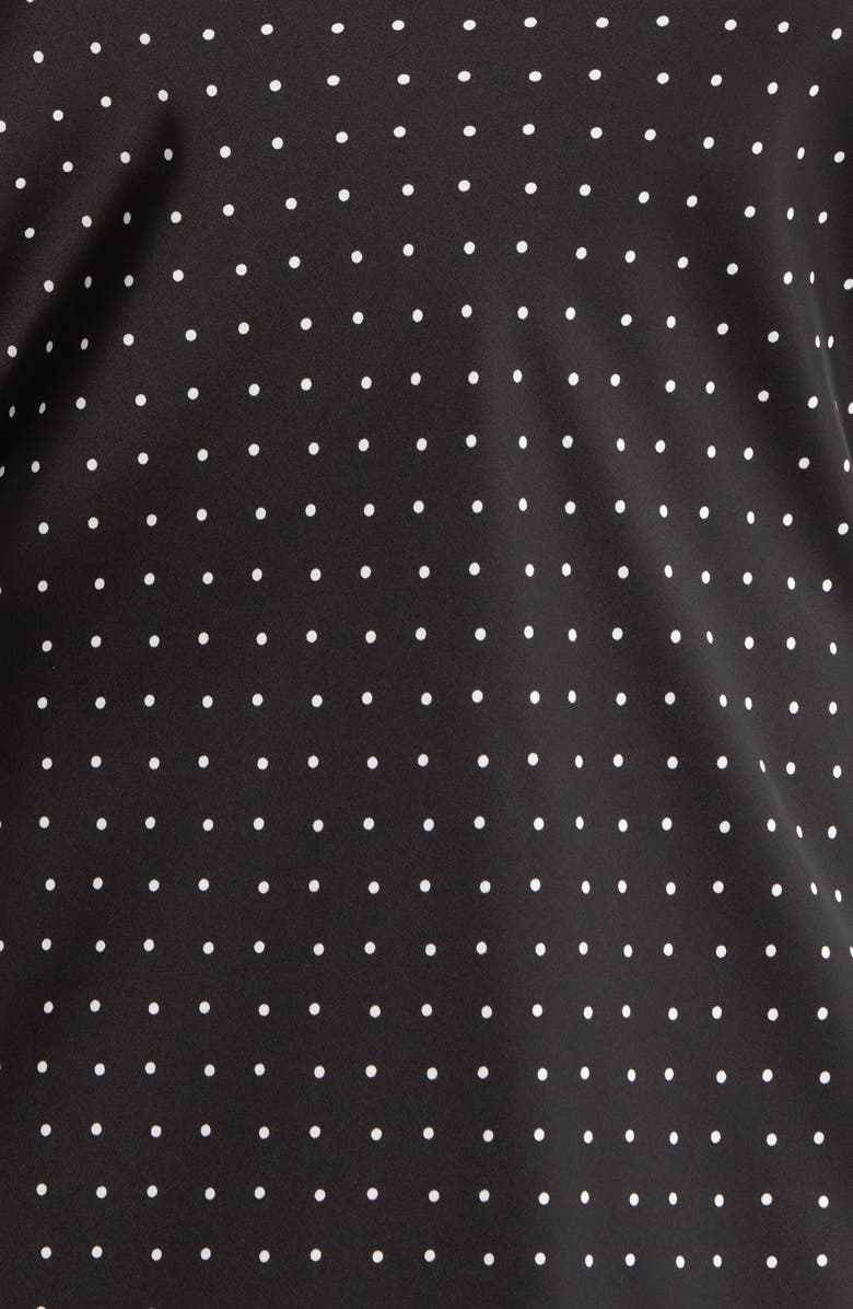 Open Edit Lace Trim Satin Chemise, Alternate, color, Black- Ivory Polka Dot