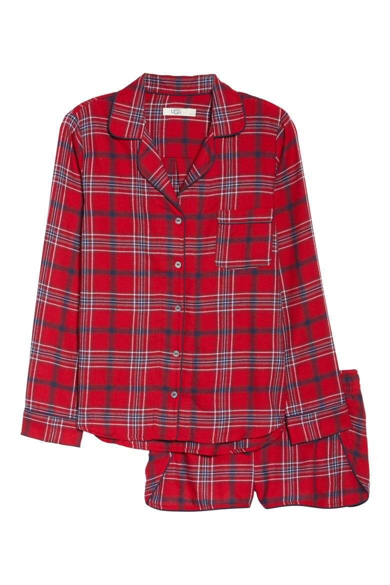 Milo Flannel Short Pajamas, Alternate, color, CHILI PEPPER PLAID